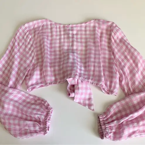 VDM the Label x Revolve Pink Gingham Swim Coverup Tie Front Crop Top Medium