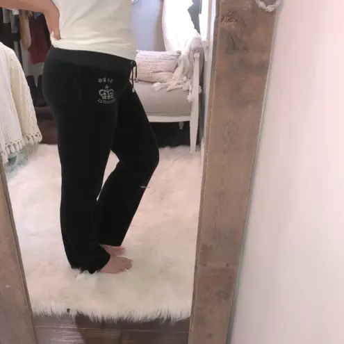 BCBGMAXAZRIA  size medium black velour sweatpants