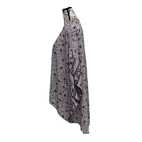 WALLFLOWER Floral Sheer Kimono Blouse L Boho Peasant Beach Coastal Layering Top Purple Size L