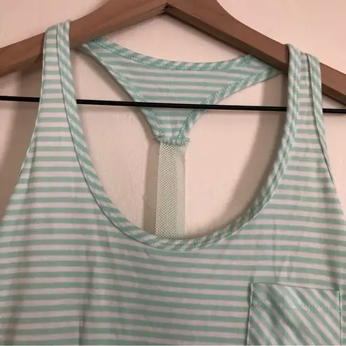 Marika Balance Collection Light Blue Green Mesh Racerback Stripe Active Tank Top