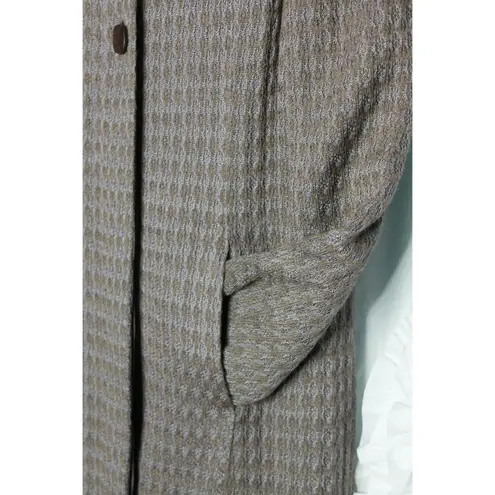 St. John Couture Knit Coat Textured Size 6 Brown Purple Silk Lined Long