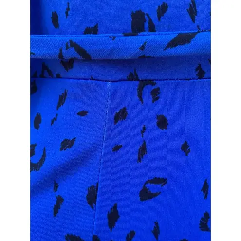 Superfoxx Blue Leopard Print Tie Waist Midi Dress Medium