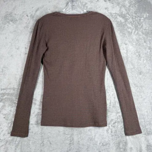 Carve Designs Shirt Womens Small Blue Brown Henley Everyday Casual Athleisure