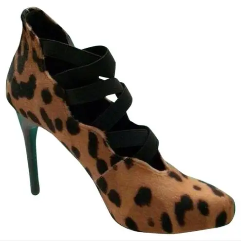 Donald Pliner Exotic Animal Print Hair Calf Leather Pumps Shoes Bootie $395 NWT Brown Size 9.5