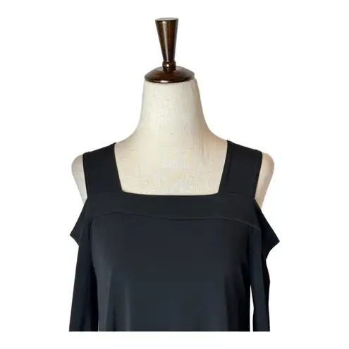 Clara Sun Woo Black Cold Shoulder Long Sleeve Asymmetric Hem Tunic Top XS
