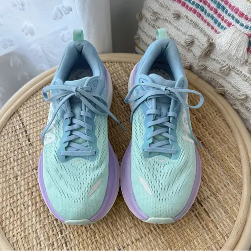 Hoka One One Bondi 8 Airy Blue Sunlit Ocean Road