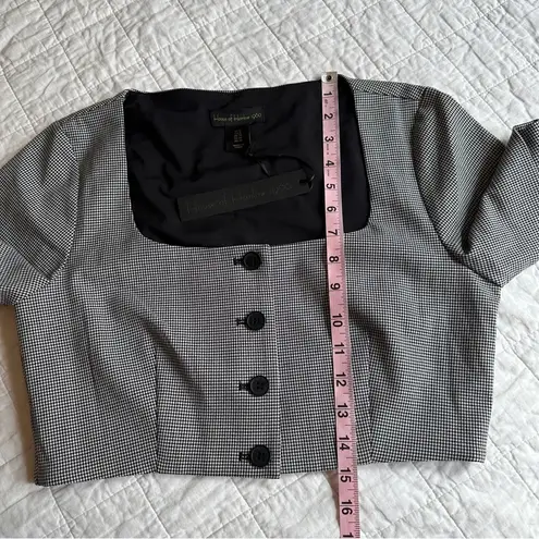 House of Harlow 1960 Houndstooth Black White Button Front Top NEW Gray Size 6