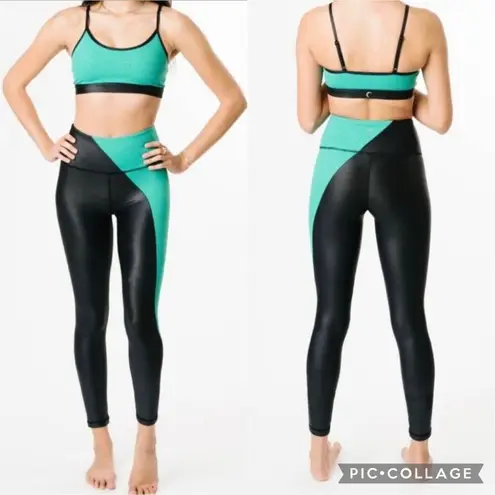 Zyia Active Womens Legging Light N Tight Hi Rise Jade River Stone Metallic Sz 20