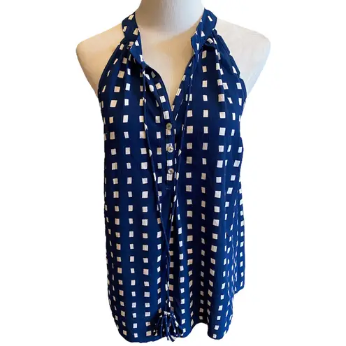 Mud Pie Blue White Geometric Blouse Sleeveless M