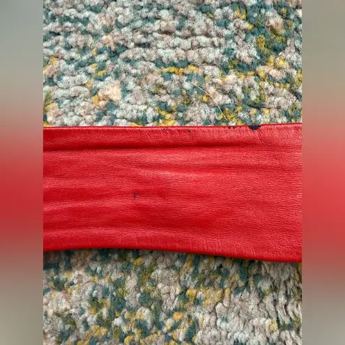 Vintage 80s Revcor red leather metal buckle wrap belt, size small medium