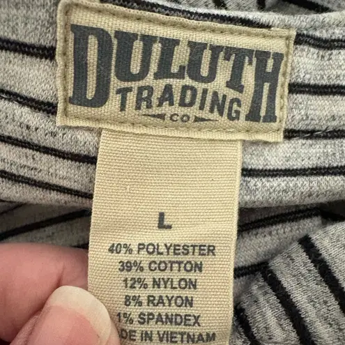 Duluth Trading Company Striped Long Sleeved Mini Dress Size Large Gray