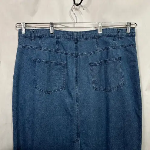 Jessica London 22W Denim Blue Midi Straight Kick Pleat Solid Jean Pockets 274