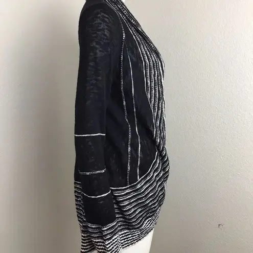 Cardigan Black White Waterfall Open Long sleeve Size M