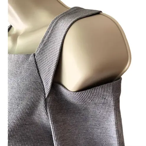 Allegra K Gray Tie Dye Ribbed Body Hugging Cold Shoulder Mini Dress ~ Women's XS