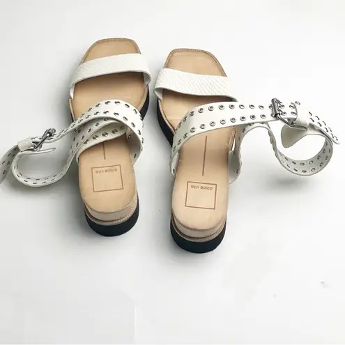 DOLCE VITA Panko Grommet Round Toe Criss Cross Adjustable Ankle Strap Sandal 6.5 White