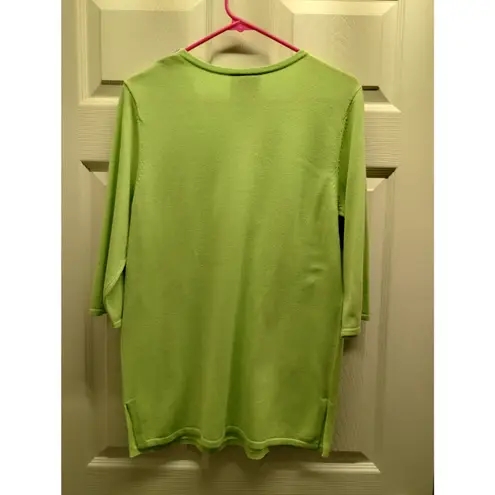 Quacker Factory QVC Women's Size Small Green Sweater Sequin & Bead Neckline