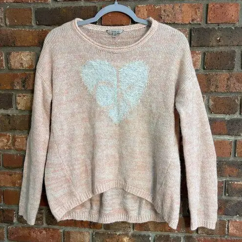 Calvin Klein  Jeans womens eyelash logo heart crewneck sweater pink large