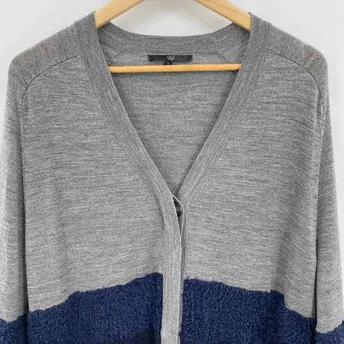 Tibi Cardigan Sweater Womens Small Gray Blue Fuzzy Knit Pockets Button Front - Image 4