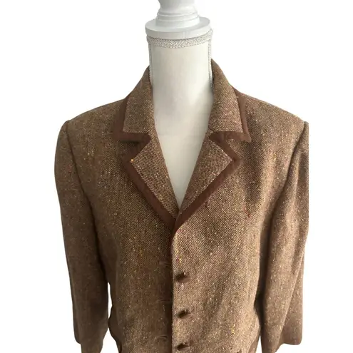Maggy London by Nina Leonard Brown Wool Blend Blazer Jacket Size 16