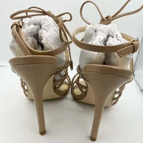 Ivanka Trump leather strappy tan high heels women Size 9M