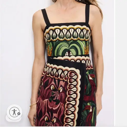 Farm Rio NWT Off-White Coconut Tree Flow Linen Ecovero Euroflax Midi Dress S