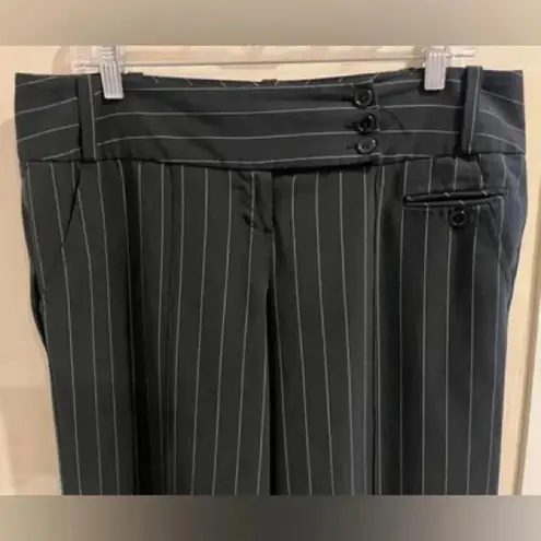 Larry Levine Size 12 Wide Leg Pin Striped Stretch Dress Pants