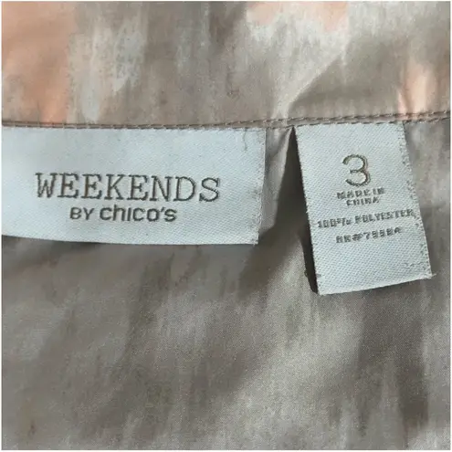 Weekends by Chico's Windbreaker Lightweight Full Zip Jacket Abstract Size 3 Pink