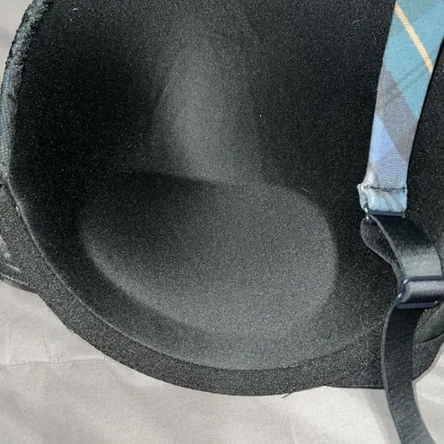 Cacique Boost Plunge Bra With Lace Stella Plaid Dark Denim 50D Push Up Underwire