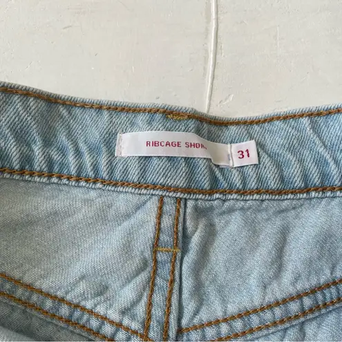 Levi's × Farm Rio RARE Bird of Paradise Parrot Ribcage Jean Shorts Size 31 Blue