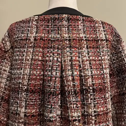 Lini Red Autumn Tweed Paneled Jacket Blazer Black Size L