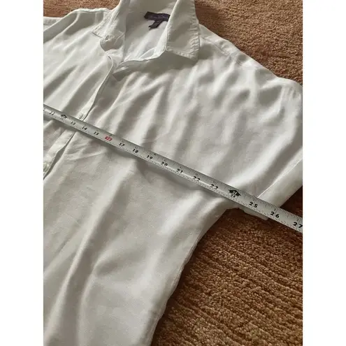 Gloria Vanderbilt White Button Front Blouse Dolman Short Sleeve Top Size M - Image 4