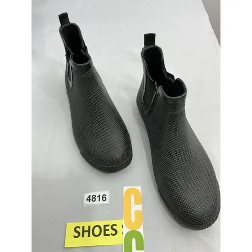 Womans Cougar Pull On Ankle Rain Boots 11 Black Rubber Stretch