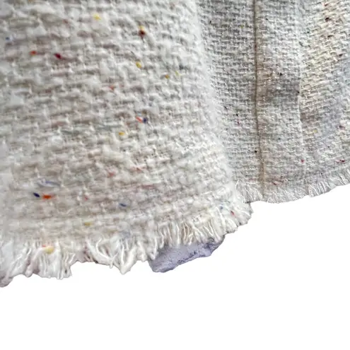 House of Harlow 1960 Sleeveless Tweed Mini Dress Cream Size L Fringe Hem Party Size L