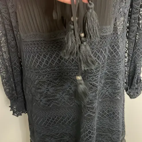 Sundance Navy Blue Lace Knee Length Dress Boho Bohemian Size Small Petite NWT