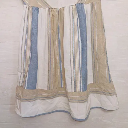 Story Women's Short Sleeve Knee Length Chevron Stripe Dress size small Blue