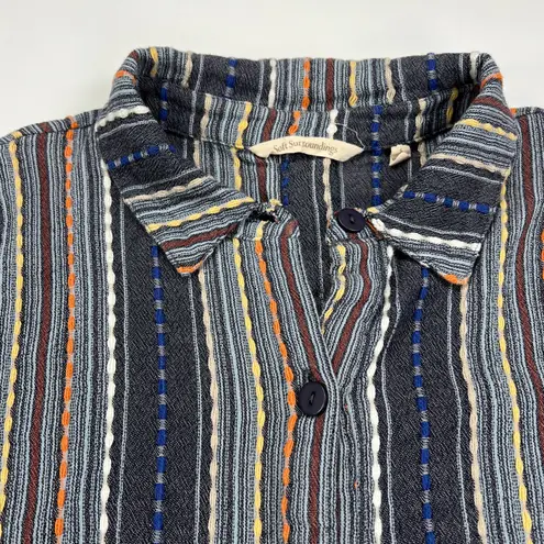 Soft Surroundings Multi Textured Knit Striped Button Up Shirt Long Sleeve Size S - Image 11
