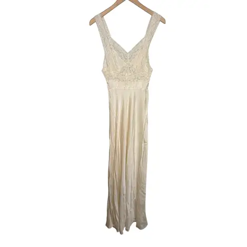 Vintage Fischer Pure Silk Lace Nightgown Slip Dress S/M? Ivory Lingerie Bridal White Size M