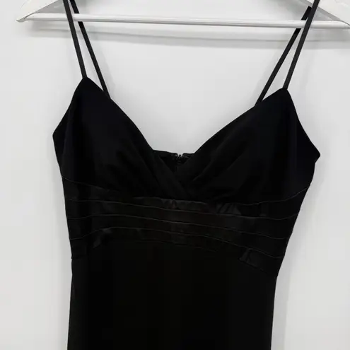 De Laru Black Long Formal Dress Satin Tie Bow Size 3/4 Y2k