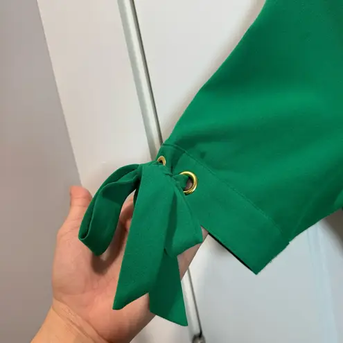 Sharagano Vibrant Green Midi Dress with Tie Sleeves size 6