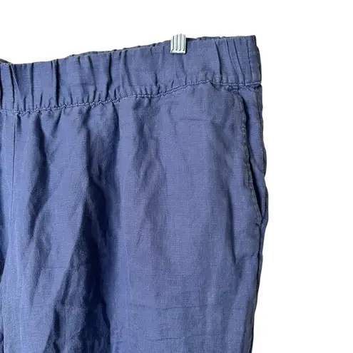 J.Jill Pure Jill 100% Linen Blue Crop Casual Pants Sz 2X Classic Boho Lagenlook