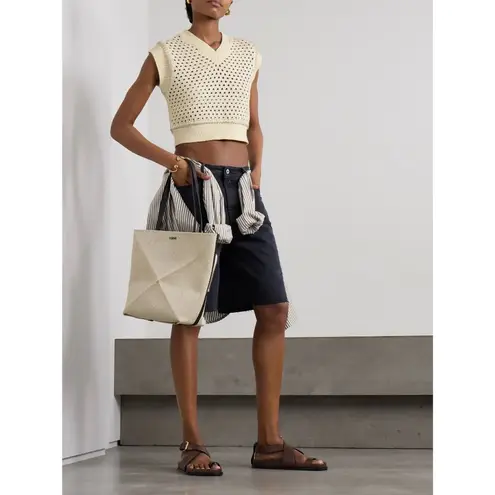 Guest In Residence Mesh Crop Vest in Cream Small New Womens Knit Tank Top