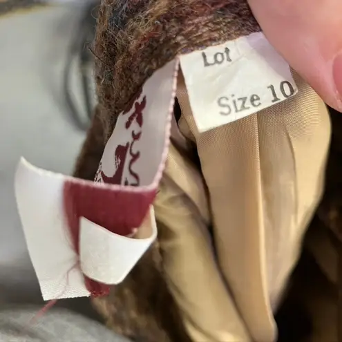 Hunter Sportswear wool Midi Skirt Size 10 USA Made Vintage Houndstooth 4 Brown