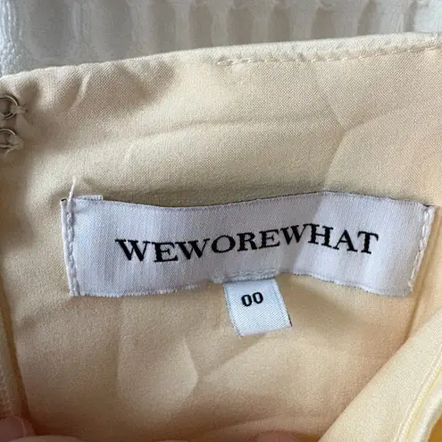 We Wore What ecru satin corset peplum minidress women's size 00