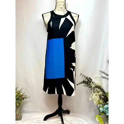 365 Art Marella Marea Abstract Print Sleeveless Dress Blue Black 4