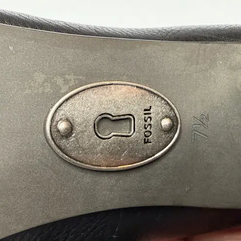 Fossil  MADDOX Black Leather Buckle Platforms PUMPS Block Heel Shoes S-419 Sz 7.5