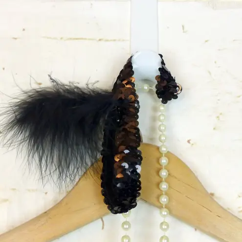 California Costume Fashion Flapper Fringe Dress Women XL Black Headband Necklace