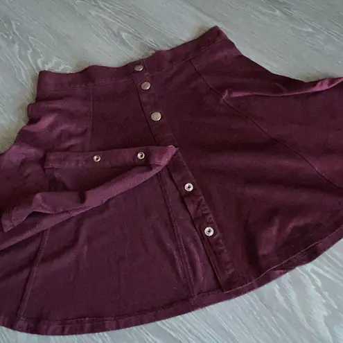 Full Tilt  Skirt Small Burgundy Button Front Mini