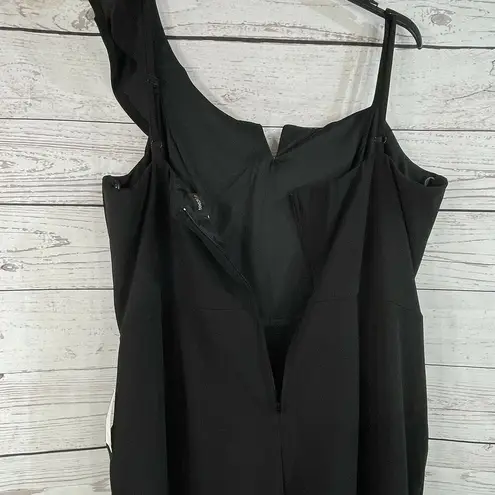 Teeze Me SZ 24 Jumpsuit Ruffled One-Shoulder V-Neck Pockets Wide Leg Stretch New