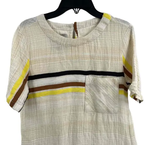 Ace & Jig Ivory Striped Lightweight Gauzy Cotton Mini Shirt Dress Casual XS