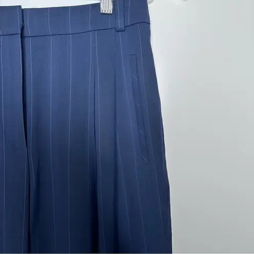 Hugo Boss Navy Pinstripe Ultra High-Rise Pleated Front Tapered Pants Size 2